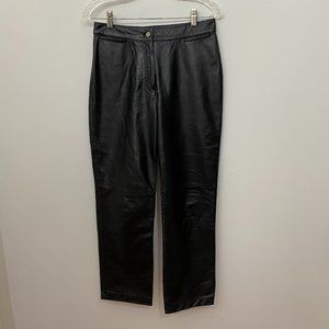 Lauren Ralph Lauren black high rise 100% leather pants size 4